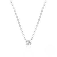 wholesale S925 Sterling Silver Super Sparkling Moissanite Classic Single Zircon Pendant Collarbone Chain, Korean Style Minimalist High-end Necklace For Women-White gold (3MM)  925 silver