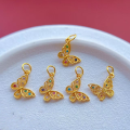 wholesale S925 ancient method gold-plated silver fittings with natural jadeite butterfly spacer beads and enamel butterfly pendant for DIY bracelet charm-0-7