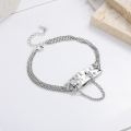 wholesale S925 Sterling Silver Retro Vintage Irregular English Letter Curb Chain with Tassel Design Trendy and Versatile Bracelet-0-1