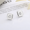wholesale S925 Sterling Silver Internet-Famous Style Square Concave English Letter Ear Studs INS Street Snap Daily Commute Earrings-0-1