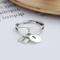 wholesale S925 Sterling Silver Minimalist Hollow-Out Lock Cross Pendant with Tassel and Creative Open-End Ring-0-0