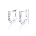 wholesale S925 Sterling Silver Earrings, Minimalist High-End Diamond-Accented U-Shaped Geometric Hoop Earrings European and American Ear Clasps-0-10