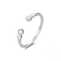 wholesale S925 Sterling Silver Curved Petal Single Row Zircon Inlaid Luxury Stackable Open Ring, Popular In Europe And Us-0-13