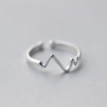 wholesale S925 Silver Heartbeat Ring, Love ECG Ring, Wave Adjustable Opening Viral Ring J0460-0-0