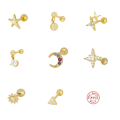 wholesale S925 Sterling Silver Geometric Star Zircon Cartilage Piercing Ear Studs-0-0