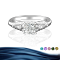 wholesale S925 Sterling Silver Wholesale Hot-selling Princess Cut 1/2 Carat Colored Moissanite Ring for Cross-border Trade-0-0