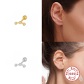 wholesale S925 Sterling Silver Mini Diamond-Studded Threaded Ear Cartilage Stud Piercing Earring, Popular in Europe and America, Stylish INS Fashion-0-1
