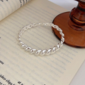 wholesale S925 Sterling Silver Large Twist Croissant Bracelet for Women, Korean Ins Trendy Versatile Simple Heavy Duty Open Bangle-0-3