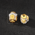 wholesale 925 Sterling Silver Gold-Plated Full Diamond Tibetan Silver Barrel Bead Three-Faced Buddha Lucky Hollow Bead for DIY Bracelet Accessories-0-7