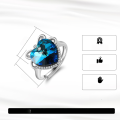 wholesale S925 sterling silver heart-shaped blue Austrian crystal adjustable diamond ring for women wholesale-0-1