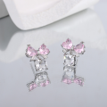 wholesale S925 Sterling Silver Zirconium Bow Stud Earrings for Women, Fashionable and Versatile Small Cute Lovely Summer Earrings-0-0