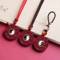 wholesale Metal material, genuine cinnabar Bagua pendant purple gold sand keychain for women's peace necklace, men's pendant for birth year, rotatable-0-3