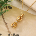 wholesale 【SEIKO】18K Gold-Plated, Misfortune-Dispelling Vajra·Ancient Method Hollow Pendant Necklace, Hand-Inlaid with 5A Zircon-0-3