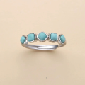 wholesale Metal material, ethnic style ring new design high-end natural raw turquoise geometric ring fashion versatile niche vintage-inspired ring-0-2