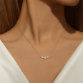 wholesale S925 Sterling Silver Four-leaf Clover Pendant Necklace With Inlaid Zircons, Minimalist Flower Collarbone Chain-0-1