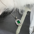 wholesale S925 Sterling Silver Vintage Elegant Minimalist Choker Necklace with Synthetic Emerald Pendant for Women, High-end Valentine's Day Gift-0-2