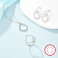wholesale 925 Silver Cross-Border Hot-Selling Geometric Micro-Pave Circle Ring Necklace and Earrings Set, New Ins-Style Jewelry for Women-0-1
