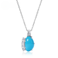 wholesale S925 silver-plated white gold pendant choker necklace with stylish and versatile synthetic turquoise, spring and summer new collection, wholesale from manufacturers-0-0