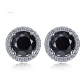 wholesale Metal material first, Mu Jing Jewelry newblack stone 1 carat round diamond earrings, hot-selling cross-borderonand Wish-0-0