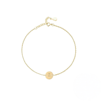 wholesale S925 Sterling Silver Engraved Round Tag 26 Letters Charm Bracelet For Women Daily Wear-Gold-Z 925 silver