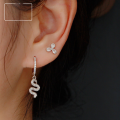 wholesale S925 sterling silver with zirconia inlaid snake-shaped hoop ear cuff, a stylish, simple, sweet yet edgy, versatile animal-inspired serpent earring-0-3