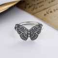 wholesale S925 Sterling Silver Tian Guan Ci Fu Hua Cheng Butterfly Ring Ins Trend Retro Minimalist Style Niche Exaggerated Knuckle Ring-0-1