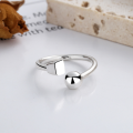 wholesale S925 Sterling Silver Korean-style Creative and Unique Irregular Geometric Open Ring with Spherical Cube Design-0-1