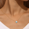 wholesale S925 Sterling Silver Geometric Square Turquoise Pendant Necklace, Cross-border Hot Seller, Unique And Versatile Style-0-1