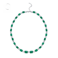 wholesale S925 Sterling Silver European and American New Classic Green Women's Synthetic Emerald Necklace for Women-N071 Emerald Necklace 925 Silver