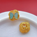 wholesale S925 ancient method gold-plated silver fittings with natural jadeite butterfly spacer beads and enamel butterfly pendant for DIY bracelet charm-0-8