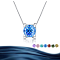 wholesale S925 Sterling Silver Four-Prong Round Moissanite Necklace for Women Pendant Light Luxury Choker Chain Jewelry-0-8