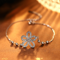 wholesale S925 Sterling Silver Light Luxury Diamond-Inlaid "Worldly Wealth Flower" Bracelet, Lucky Five-Petal Flower, Niche and High-End, for Female Best Friends-0-3