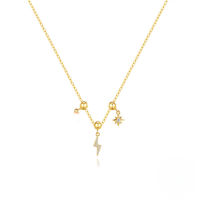 wholesale S925 Sterling Silver Charm Necklace With Removable Zircon Pendants, A Best-selling Zircon Collar Chain On Amazon-Gold#1 925 Silver