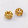 wholesale S925 Gold-Plated Full Diamond Turning Bead Spacer Semi-Finished DIY Jewelry Crystal Jewelry Bracelet Necklace Accessories-0-3