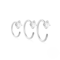 wholesale S925 Sterling Silver C-shaped Four-prong Zircon Piercing Clip-on Earring Set, A Creative European And American Best-seller-0-5