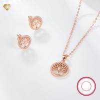 wholesale Rose Gold 925 Silver Jewelry Set Cross Border Hot Purchase Tree of Life Necklace and Earrings Halloween Wholesale-Rose gold & 925 silver earrings
