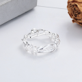 wholesale S925 Sterling Silver Korean Style Creative Irregular Line Wrapped Ring Trendy Versatile Band-0-2
