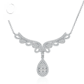 wholesale 925 Sterling Silver Fashion Angel Wing High-Carbon Diamond Necklace Women's Collarbone Chain, Mu Jing Jewelry New Arrival-0-0