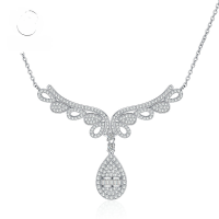 wholesale 925 Sterling Silver Fashion Angel Wing High-Carbon Diamond Necklace Women's Collarbone Chain, Mu Jing Jewelry New Arrival-N224 Angel Wings 925 Silver