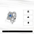 wholesale S925 Sterling Silver Cloud-Pull Jewelry Rotating Flower Ring with 5A White Zircon and Blue High-Carbon Diamond-0-1