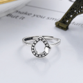 wholesale S925 Sterling Silver Retro Creative Minimalist Waterdrop Open Ring with Hollow-Out Heart Pattern Design-0-1