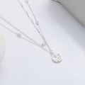 wholesale S925 Sterling Silver European and American Cross-Border Round Pendant with "Fu" Character Fashion OL Ins Style Personalized Double-Layer Necklace-0-1