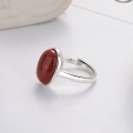 wholesale S925 Sterling Silver Antique Vintage Style Openable Ring with Red Agate Inscribed with Chinese Character "Fu" for Women, Versatile and Elegant-0-1