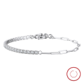 wholesale S925 Sterling Silver 3mm Diamond-Inlaid Interlocking Chain Bracelet for Elegant Women Wholesale-0-2