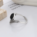 wholesale S925 sterling silver creative crown-shaped black zirconia inlaid ring with princess charm and an elegant, Instagram-worthy aesthetic-0-2