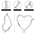 wholesale 18K Gold Plated 925 Sterling Silver Cross-Border New Heart-Shaped Full Diamond Moissanite Hoop Earrings, Simple and Stylish Moissanite Ear Accessories-0-5