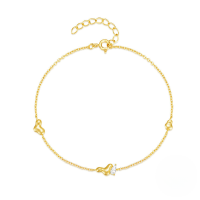 wholesale S925 Sterling Silver Zircon Inlaid Peach Heart Bracelet, Korean Style Small And Fresh, Unique Design, Fashionable Irregular-Gold 925 silver