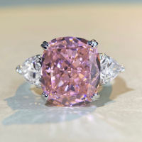 wholesale PT950 Platinum Plated S925 Sterling Silver Ring with Ice Flower Cut Zirconia and High Carbon Diamond for Women Wholesale-Yellow Diamond-CBJZ398 9