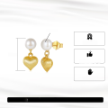wholesale S925 Sterling Silver Earrings with Cultured Freshwater Pearls and 14K Gold Heart Pendant Factory Direct-0-1