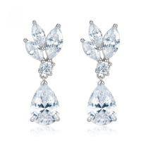 wholesale S925 Sterling Silver 7*10 Simple and Stylish Floral Zircon Ear Studs, New Collection of Mujing Jewelry for Cross-border Dropshipping-E141 Water Drop Earrings 925 Silver
